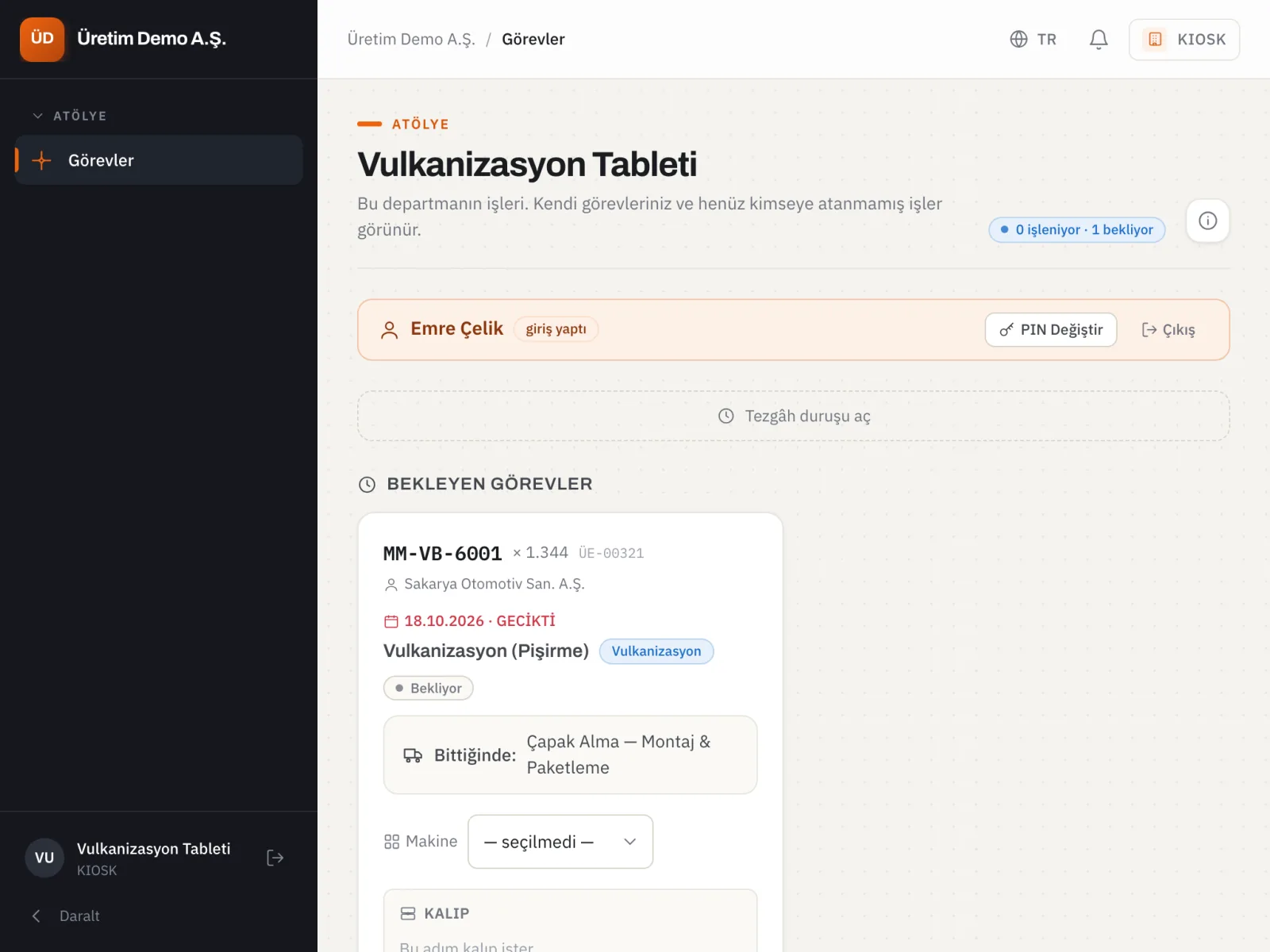 Atölye tableti, görev listesi